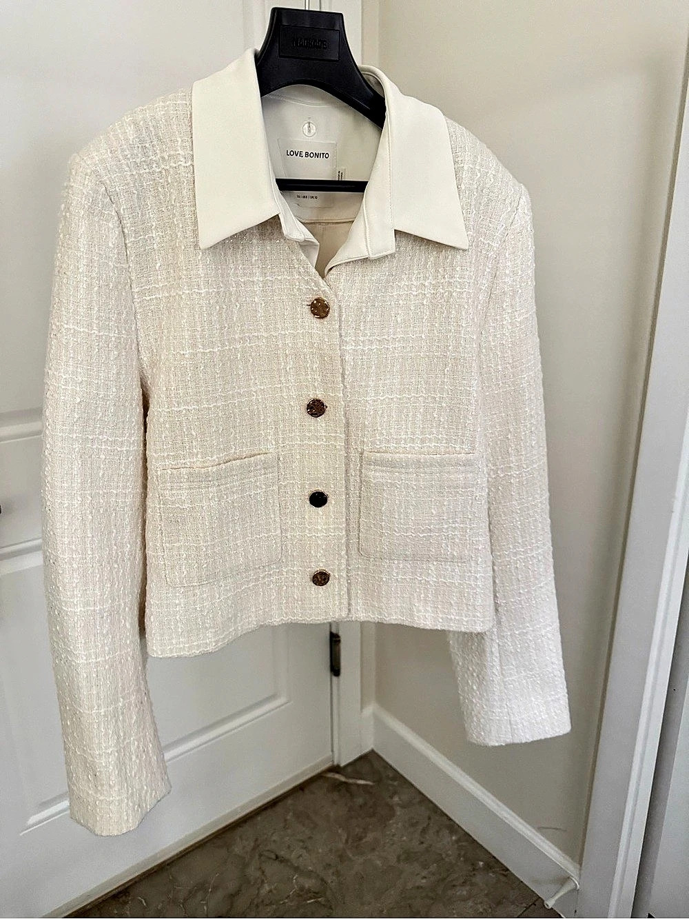 Love Bonito Detachable Collar Tweed Jacket Size Medium